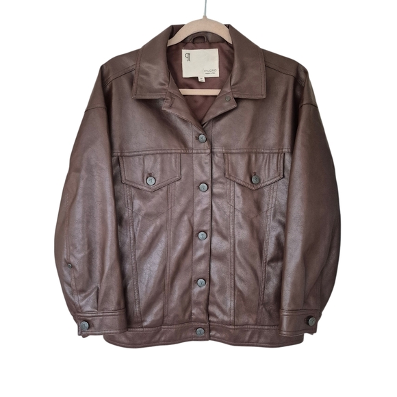 Anthropologie Pilcro Weston Faux Leather Boyfriend Jacket Brown - Picture 5 of 13